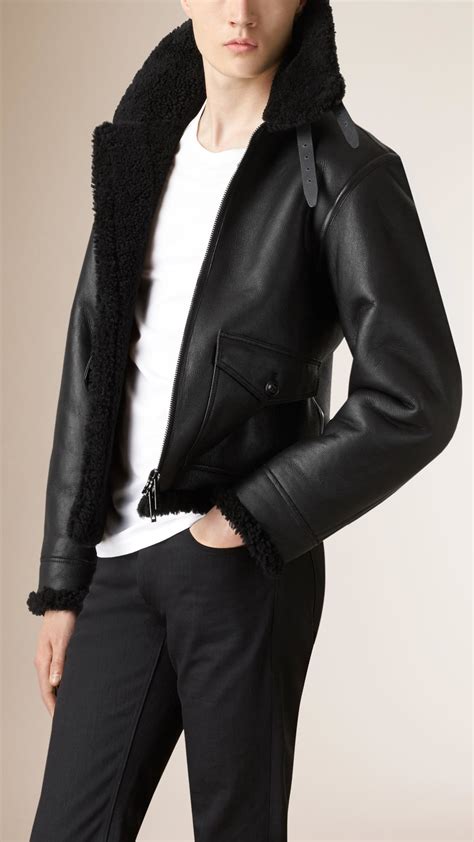 burberry shearling mens|Burberry shearling cropped jacket.